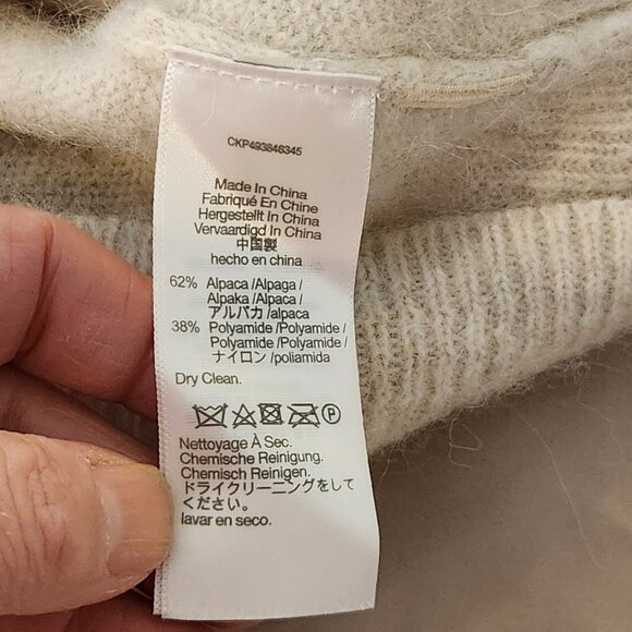 Madewell alpaca wool blend mockneck puff sleeve sweater white turtleneck - Picture 4 of 9